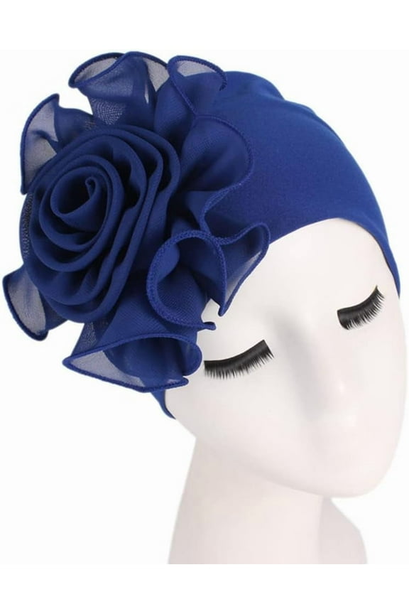 Chemo Turban Hat for Women - Elastic Flower Beanie Headwrap Cap Solid Color for Cancer Hair Cover