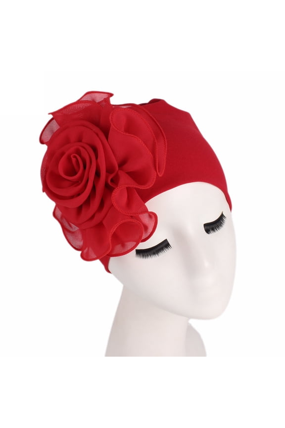 Chemo Turban Hats for Women - Elastic Flower Beanie Headwrap Caps Solid Color Grate for Cancer Hair Cover