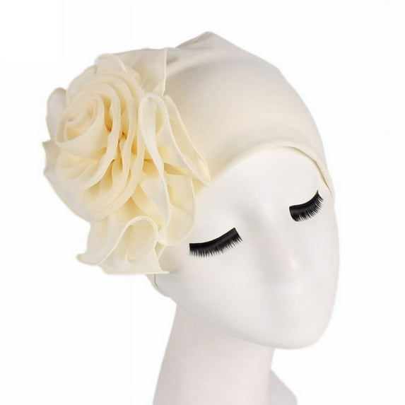 Chemo Turban Hats for Women - Elastic Flower Beanie Headwrap Caps Solid Color Grate for Cancer Hair Cover