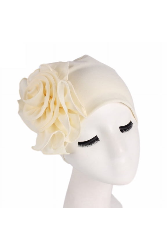 Chemo Turban Hats for Women - Elastic Flower Beanie Headwrap Caps Solid Color Grate for Cancer Hair Cover