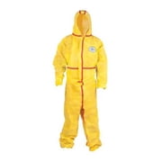 Chemical Resistant Coveralls, Hooded Coverall, 2XL, Nonwoven, Elastic Wrist, Elastic Ankle, Yellow