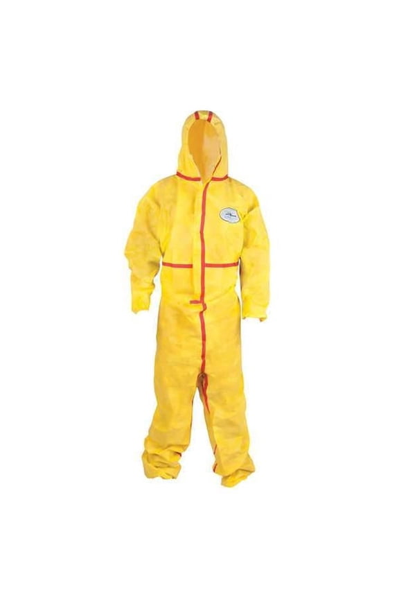 1, Chemical Splash Coverall with Hood, Elastic Wrist & Ankle, Taped Seams, Elastic Back