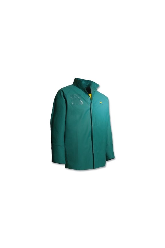 Chemtex Jacket with Hood Snaps, Large, PVC, Green