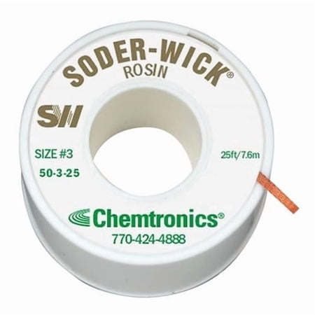 Chemtronics Desoldering Wick,25 ft.,3,Copper,Rosin 50-3-25