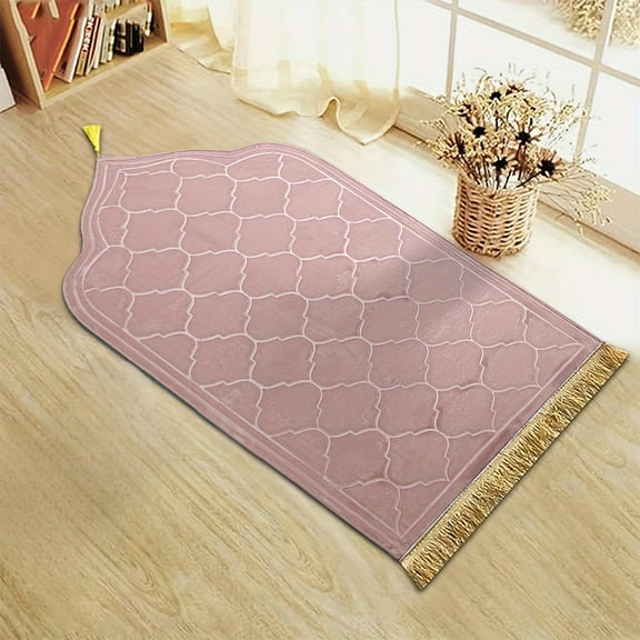 Chen WeiThickened Printed Prayer Mat Plush With Tassel Flannel Irregular Prayer Mat