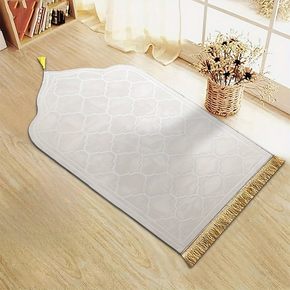 Chen WeiThickened Printed Prayer Mat Plush With Tassel Flannel Irregular Prayer Mat