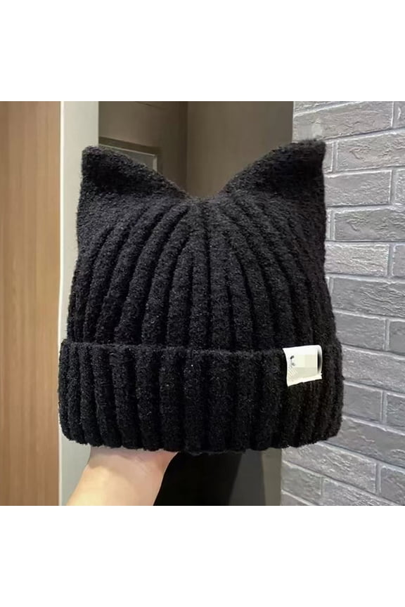 Cute Cat Ears Beanies For Women Autumn And Winter Warm Ear Protection Sweet Versatile Pullover Knitted Hats
