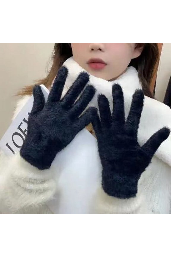 Fashion Winter Mink Velvet Five Finger Gloves Plush Warm Cold-proof Gloves Women Outdoors Cycling Solid Color Wistiti Mittens
