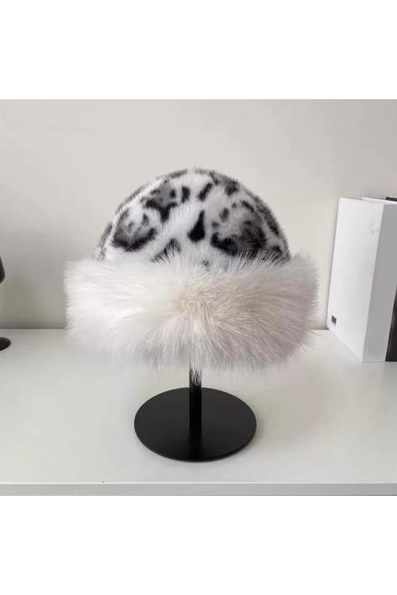 Hot Leopard Print Fur Hat Women Windproof Keep Warm Headgear Fur Fisherman Hat Female Faux Fur Thick Winter Hat Lady Russian Hat