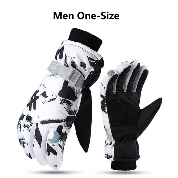 Chen Yuming Winter Warm Snowboard Ski Gloves Thicken Fleece Non-slip Waterproof Gloves Touch Screen Motorcycle PU Leather Snow Sports Gloves