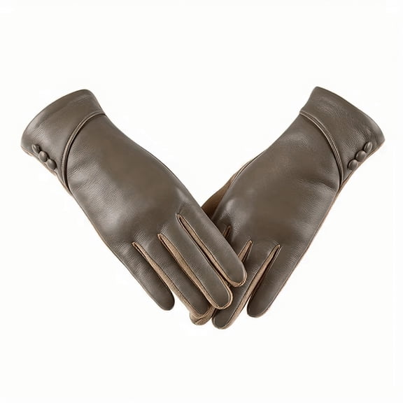 Chen Yuming Women Leather Touchscreen Gloves With Soft Fleece Lining-Perfect For Stylish Warmth On Casual Weekends