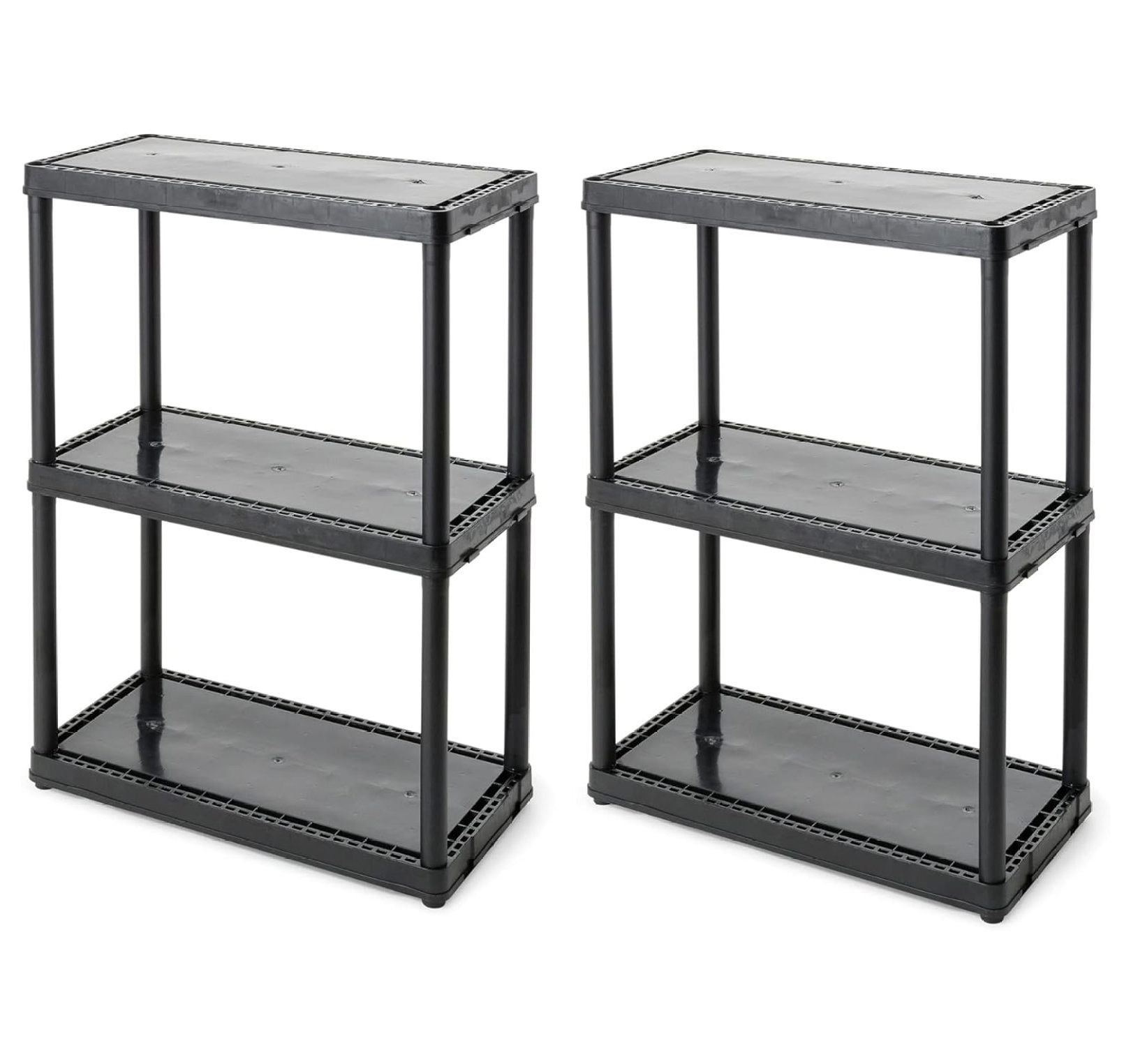 Black 24'' 3-Tier Plastic Storage Shelving Unit