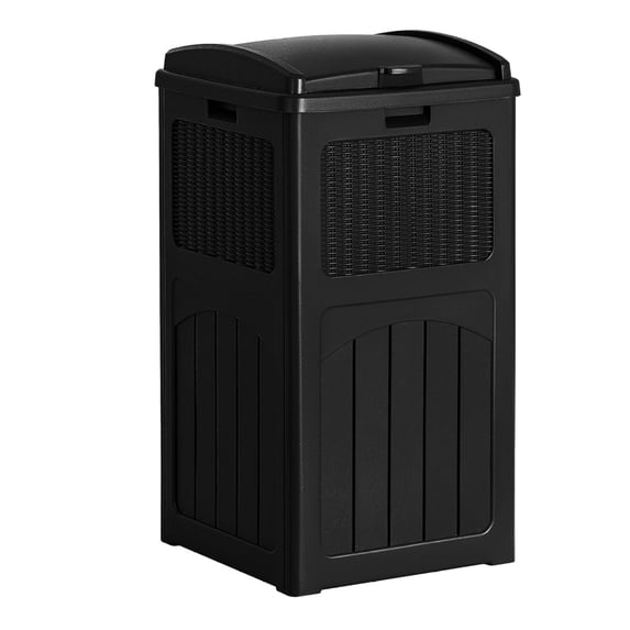 Chen xin 30 Gallon Trash Can, Resin Outdoor Garbage Can with Lid, Waterproof Hideaway Patio Waste Bins for Outside Use