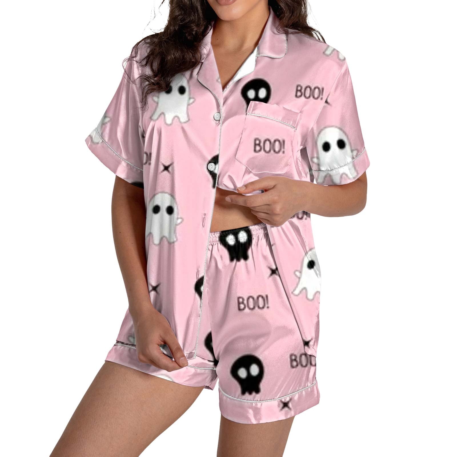 ChenYiFH Under $12 Button Up Pajama Set for Women Shorts Short Sleeve ...