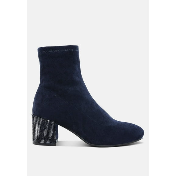 Chena Rhinestones Embellished Block Heel Boots