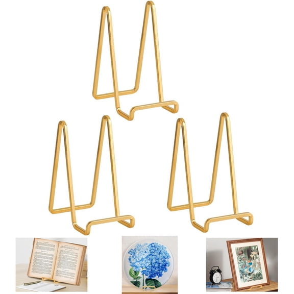 Chenfeng Premium Gold Easel Stands, Heavy Duty Metal Multi-Purpose Display for Plates, Photos, Books