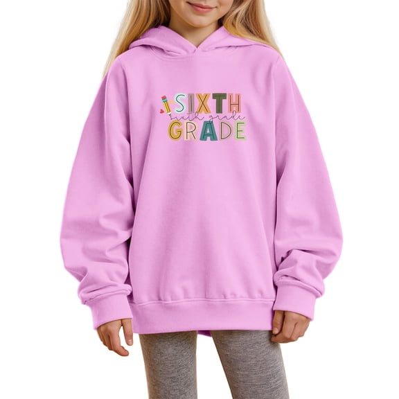 Chenglor Back To School Girls Hoodies Size 10-12 Toddler Girl Sweatshirt Girls First Day Of School Outfit Girl Clothes Children's Fashion Clothes (2-3 Years Light Pink)