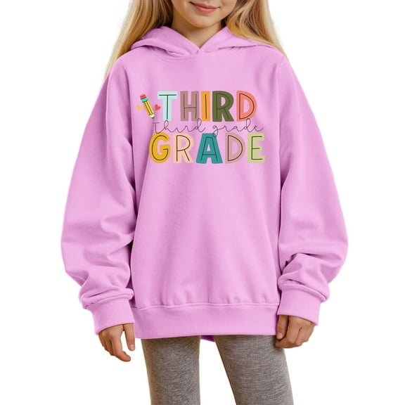 Chenglor Back To School Hoodie for Girls Girls Sweatshirts 100 Days Of School Sweater Kids Girls Clothes Size 6 Children's Fashion Clothes (3-4 Years Light Pink)