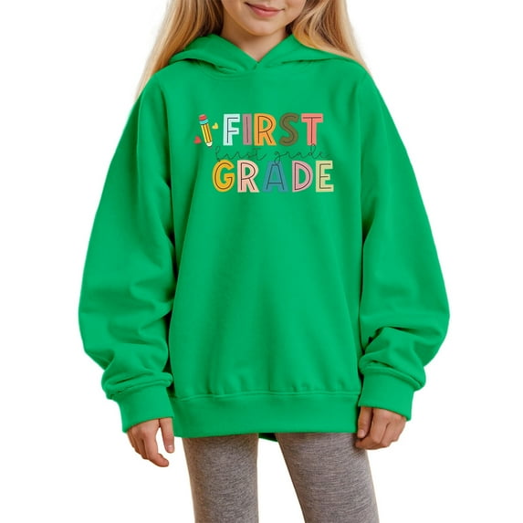 Chenglor Back To School Hoodies for Girls 10-12 Girls Sweatshirts Back To School Hoodie for Girls 10-12 6 Year Old Girl Clothes Children's Fashion Clothes (1-2 Years Green)