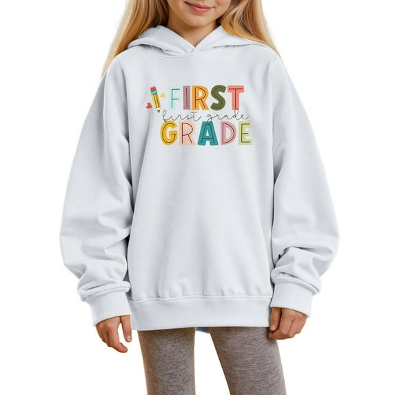 Chenglor Back To School Hoodies for Girls 10-12 Girls Sweatshirts Back To School Hoodie for Girls 10-12 6 Year Old Girl Clothes Children's Fashion Clothes (2-3 Years White)