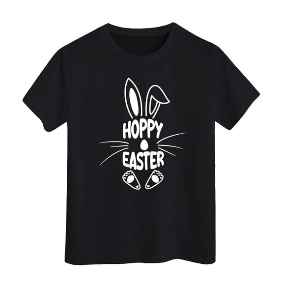Chenglor Easter Shirt For Toddler Boys Girls Eggs Hunt Bunny Kids T Shirt #Black 8-9 Years