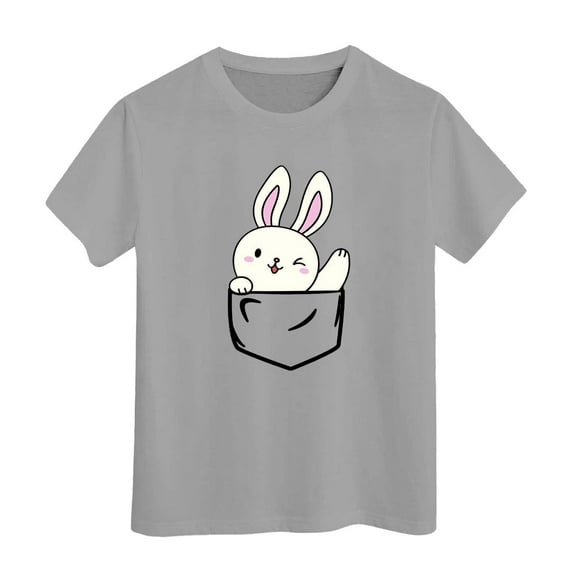 Chenglor Easter Shirt For Toddler Boys Girls Eggs Hunt Bunny Kids T Shirt #Grey 6-7 Years