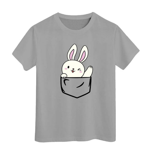 Chenglor Easter Shirt For Toddler Boys Girls Eggs Hunt Bunny Kids T Shirt #Grey 6-7 Years