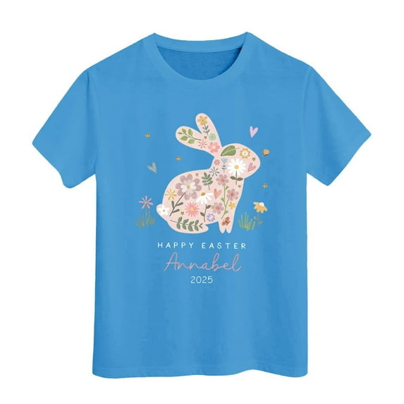 Chenglor Easter Shirt For Toddler Boys Girls Eggs Hunt Bunny Kids T Shirt #Light Blue 4-5 Years