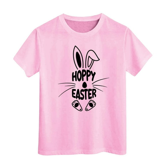 Chenglor Easter Shirt For Toddler Boys Girls Eggs Hunt Bunny Kids T Shirt #Pink 6-7 Years