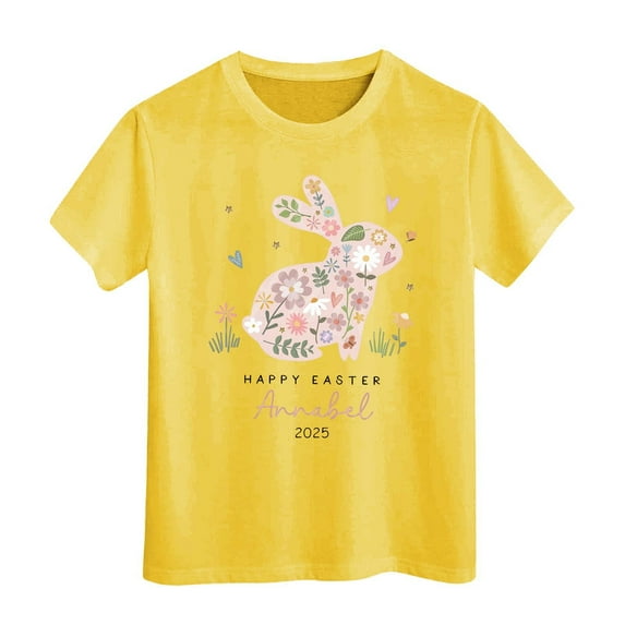 Chenglor Easter Shirt For Toddler Boys Girls Eggs Hunt Bunny Kids T Shirt #Yellow 4-5 Years