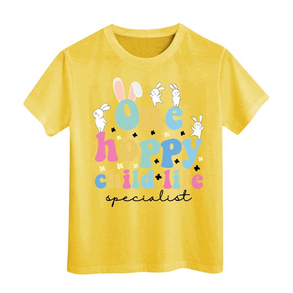 Chenglor Easter Shirt For Toddler Boys Girls Eggs Hunt Bunny Kids T Shirt #Yellow 6-7 Years