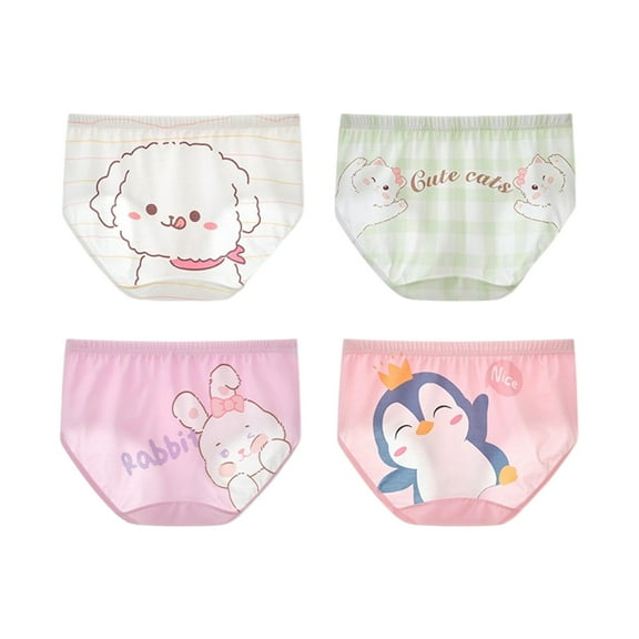 Chenglor Girls Cotton Underwear Size 10-12 Years Little Girls' Soft Cotton Underwear Baby Bloomers Bikini Panties for Girls Girls' Breathable Underwear 4 PCS Black Pink