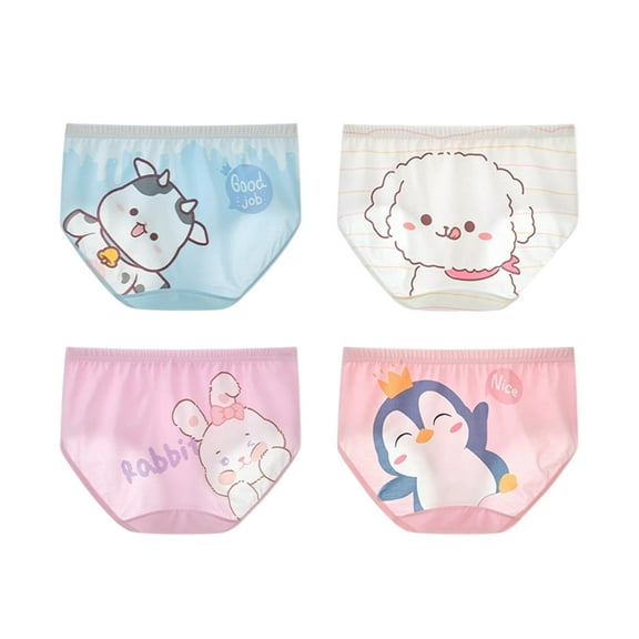 Chenglor Girls Cotton Underwear Size 6-7 Years Little Girls' Soft Cotton Underwear Baby Bloomers Bikini Panties for Girls Girls' Breathable Underwear 4 PCS Black Yellow