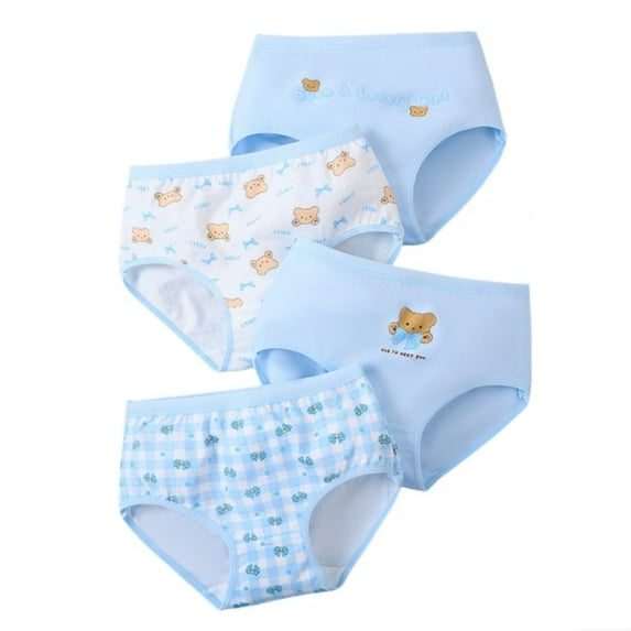 Chenglor Girls' Panties Size 2-3 Years Cotton Underwear Toddler Undies Shorts Pants Cotton Underwear Trunks Kids Breathable Comfort Panties 4 PCS Light Blue