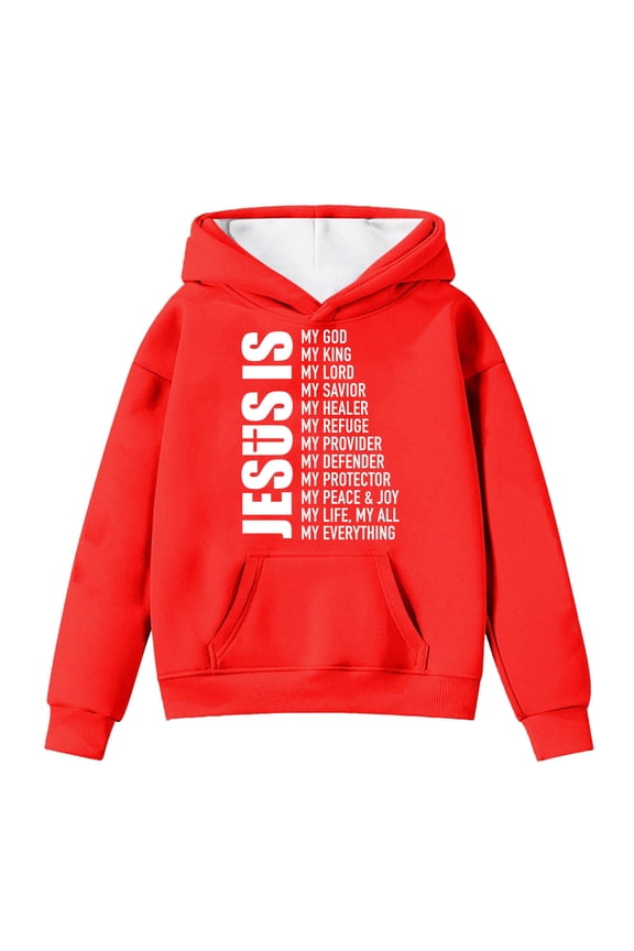 Jesus Loves You Hoodie Kids 10-12 Girls Sweatshirts Winter Warm Pullover With Hood and Pockets for Outdoor Activities Ages 4 14 Years