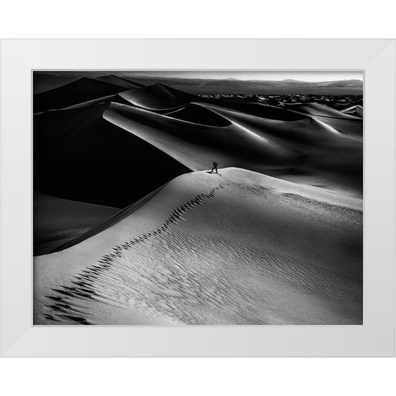 Chenglu, Simon 14x12 White Modern Wood Framed Museum Art Print Titled - One Set Of Footprints