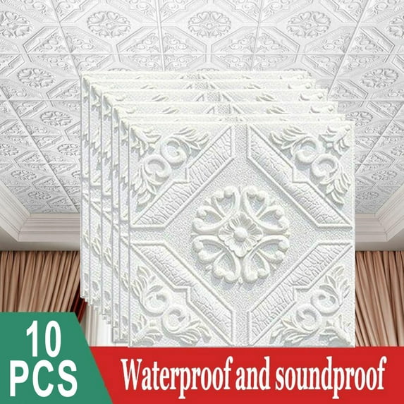 Chengsi White Peel and Stick Wallpaper 35 x 35 cm, 10 Pieces