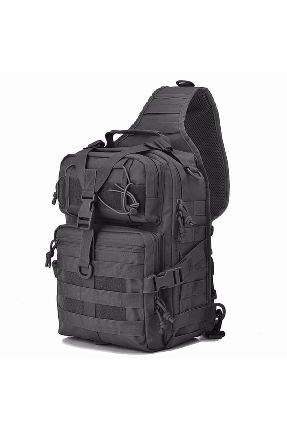 Chenhao tactical satchel single shoulder waterproof camouflage single shoulder chest hanging bag attack patrol backpack military fans messenger bag,black