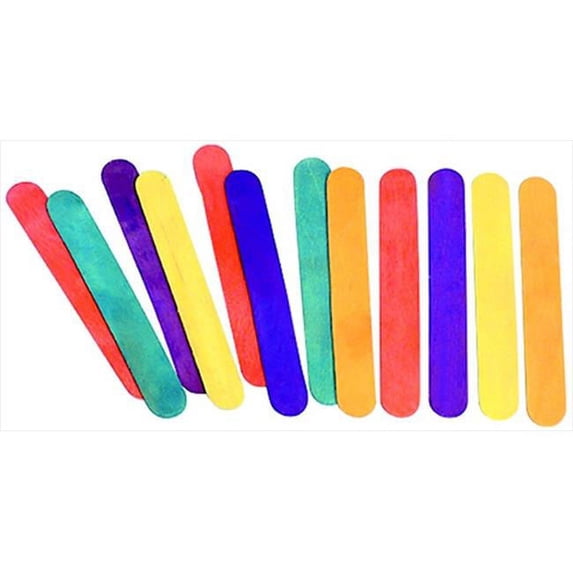 Chenile Kraft 085962 Wood Non-Toxic Jumbo Sized Craft Stick, 6 x 0.75 x 0.08 In. - Assorted Color, Pack 500