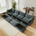 thumbnail image 1 of Chenille 4-Seater Sofa with Pull-Out Drawers & Storage, U Shape Modular Sectional, 1 of 23