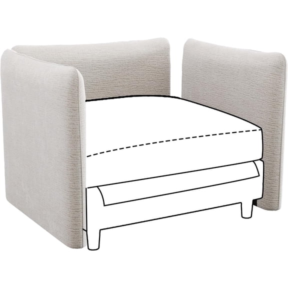 Chenille Armrest/Backrest Adjustable Angle for Modular Sectioanl Sofa, 3 Pieces, Beige