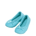 thumbnail image 1 of Chenille Ballet Slippers, Flexible House Slipper Design, Plush Insole, Non-Skid Outer Sole - Size XL, Light Blue, 1 of 4