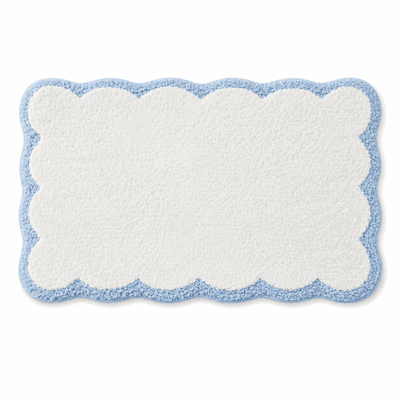 Chenille Bath Mat 17" x 28", Beige & Cream Absorbent Bathroom Rug with Rubber Backing, Low Profile Non-Slip Bath Rug for Bathtub, Shower, Sink and Vanity