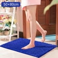 thumbnail image 1 of Chenille Bathroom Mat, 20 x 32 Inch Non-Slip Absorbent Floor Rug, Machine Washable Polyester Shaggy Carpet, for Bathroom, Kitchen, and Hallway, Dark Blue, 1 Count, 1 of 9