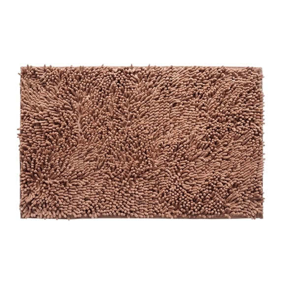 Chenille Bathroom Mat Absorbent Non Slip Home Light Brown 16x24 Inch Rustic Style Bathroom Area