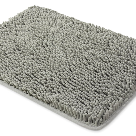 Chenille Bathroom Rug 17"x24", Non-Slip Rubber Backing