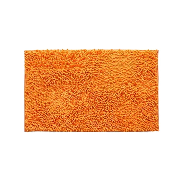 Chenille Bathroom Rug Absorbent Non Slip Floor Orange 16x24 Inch Bright Accent Boho Style