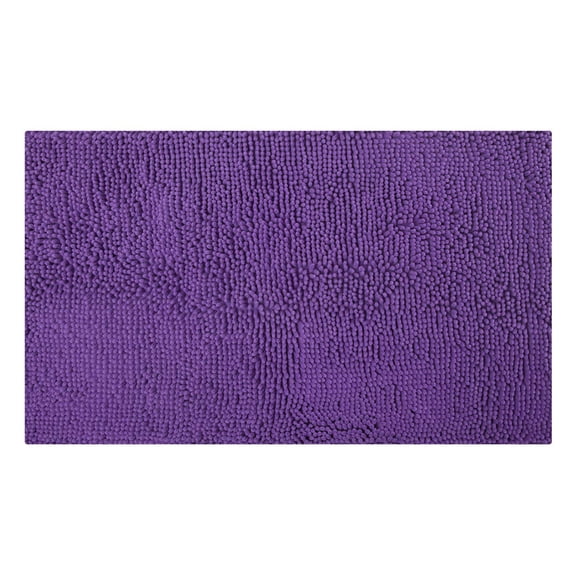 Chenille Bathroom Rug Mat 32"x20" Thick Soft Absorbent Bath Rugs Non-Slip Plush Shaggy Bath Mat for Shower Floor Machine Washable Purple