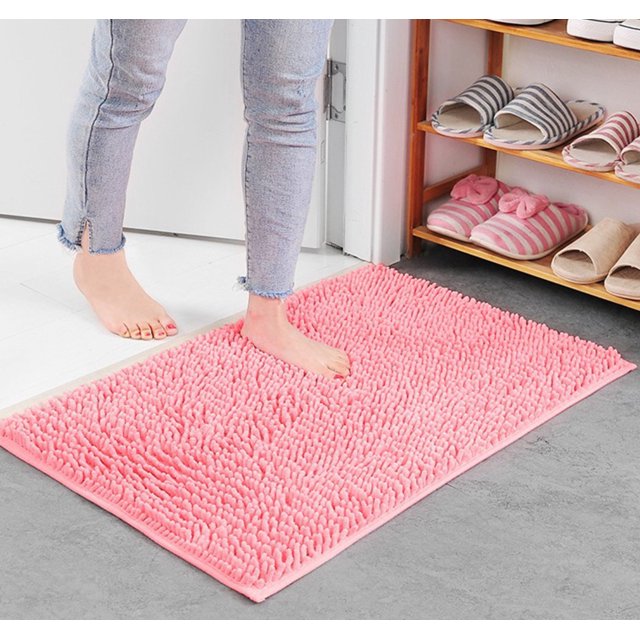 Chenille Bathroom Rug Mat, Extra Soft And Absorbent Flossy Bath Rugs