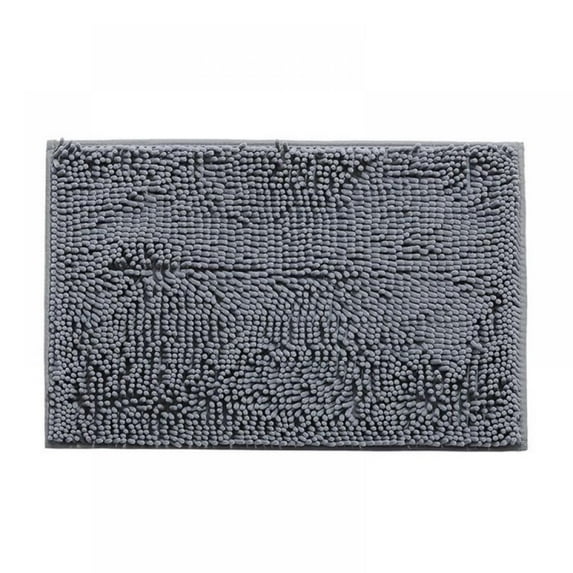 Chenille Bathroom Rug Mat, Super Soft Machine Washable Shower Mat Perfect for Bathroom, Kitchen, Bedroom, 16x24 Inch (Gray)
